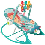 Aqrau - 2 en 1 Transat à bascule pour bébé / Balançoire pour bébé, chaise avec vibrations apaisantes et arche de jeu amovible, Bleu