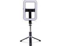 Selfie Stick Oem / Selfie Hållare Med Bluetooth Fjärrkontroll Triopod För Streaming Med Led Svart 99X