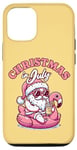 iPhone 13 Christmas in July - Santa Flamingo Floatie - Summer Xmas Case
