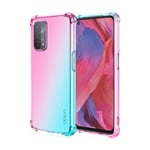 GOKEN Case for Oppo A74 5G / oppo A54 5G, TPU Shockproof Phone Cover with Gradient Color Design, Slim Soft Clear Silicone Bumper Protective Shell, Pink/Green