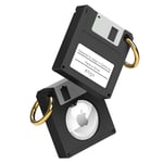 Airtag Floppy Disk Silikondeksel m. Nøkkelring - Svart