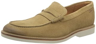 Clarks Men's Atticus LT Slip Loafer, Dark Sand Suede, 9 UK