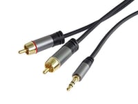 PremiumCord Stereo Jack to RCA HQ Cable, Jack Plug 3.5 mm to 2 x RCA Male for Digital Camera TV Mobile Phones MP3 HiFi Shielded Metal Connector M/M Length 1.5 m