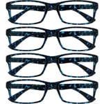 Företag Blue Tortoiseshell Readers Value 4 Pack Designer Style Herr Dam RRRR92-3 +3,00 Blue Tortoiseshell Blue Tortoiseshell +3.00 Magnification