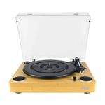 JAM Sound Turntable Player, Vinyl Record Player, Built-In Dual Stereo Speakers, USB Connection, RCA Output, Aux-In, Suitable for 33, 45 or 78 RPM Records, Dust Cover - Woodgrain