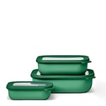Mepal – Multi Bowl Cirqula 3-Piece Set – Food Storage Container with Lid - Suitable as Airtight Storage Box for Fridge & Freezer, Microwave Container & Servable Dish - 500, 1000, 2000ml - Vivid green