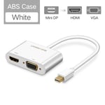 HDMI VGA-ABS-Blanc - adaptateur Mini DisplayPort vers HDMI VGA, compatible Thunderbolt 2, câble DP pour MacBook Air 13 Surface Pro 4, Mini DP