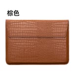 Compatible Avec Macbook Pro Computer Bag Apple Lenovo Huawei Horizontal Type Thin Pu Leather Notebook Sleeve Bag-Brown-11 Inch