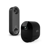 Arlo Pro4 Smart Home Security Camera CCTV 1 camera system and Wireless Video Doorbell bundle - black, With 90-day free trial Arlo Secure Plan