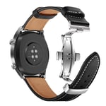 AISPORTS Compatible for Samsung Galaxy Watch 46mm Strap Leather for Women Men, 22mm Soft Breathable Leather Sport Wristband Metal Butterfly Buckle Replacement Strap for Samsung Galaxy Watch 3 45mm/S3
