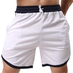 Beach Shorts Mens Summer,Men'S Shorts Casual White Drawstring Above Knee Breathable Waterproof Quick Dry Swim Trunks Summer Beach With Pocket Surfing Board Outdoors Work Trouser Cargo Pant,M