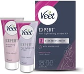 Veet Expert Hair Lightening Cream Kit, Face & Body, Normal Skin, 2 x 75ml