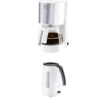 Melitta Lot Enjoy Top, Cafetière Filtre avec Verseuse en Verre, Sélecteur d’Arôme, Blanc, 1017-23 Enjoy Aqua, Bouilloire Graduée, Capacité 1,7 L, Blanc, 100301