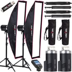 Godox AD300 Pro Flash Studio Portable 300 Ws TTL et HSS multi accessoires, kit portrait et studio portable et léger, adaptable sur site Émetteur bande C Softbox XPro 27 cm x 140 cm