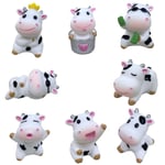 8 st Mini söta ko djur miniatyrfigurer leksaker för barn, harts trädgård miniatyr mossa landskap prydnader