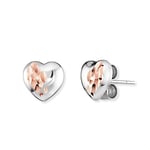 Engelsrufer Boucles d'oreilles en forme de cœur bicolore en argent sterling et or rose - Fermoir à clip - Sans nickel - 9 mm, 9 mm, Argent sterling, Pas de gemme