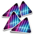 4x Triangle Stickers - Neon Lights Retro 80's #12920