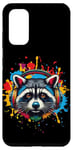 Galaxy S20 Raccoon Headphones Racoon Lover Trash Panda Vibrant Colorful Case