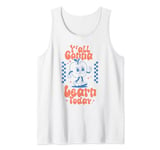 Y'all Gonna Learn Today Checkered Retro Apple Teacher Women Tank Top