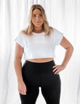 Aim’n White Roll Sleeve Crop Top - S