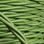 Art Deco Emporium PRE-CUT 3 Meter Length Vintage Styled British Green Coloured Cloth Covered Braided Twist Flex - Electric Cable 3 Core; Electrical Wire 3Amp; Lighting Lead 0.50mm