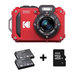 Kodak Waterproof PixPro WPZ2 red 4x zoom, WiFi + extra battery + 16GB memory card