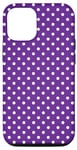 Coque pour iPhone 15 Petit motif géométrique à pois violet et blanc des années 1980