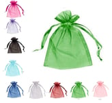 Organza Bags 7x9cm Gift Wedding Favour Jewellery Pouches, Small Party Sweet Bags, Sheer Drawstring Pouches Perfect Size for Our Sunflowers Seeds Lavender Bags (Dark Green, 7 x 9 cm - 100 pcs)