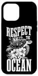 Coque pour iPhone 15 Pro Max Respect The Ocean Sea Turtle Surfer Plongée Fleurs