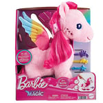 Mattel Barbie A Touch of Magic Stuffed Animals, Walk & Flutter Pegasus Plush, 11-inch Walking Plushie with Hair Accessories and Sound Feature, HPJ50