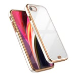 QLTYPRI Case for iPhone 7 iPhone 8 iPhone SE 2020, Ultra Slim Crystal Clear Bumper Case Anti-Yellowing Shockproof Flexible Plating Frame Protective Cover for iPhone 7 iPhone 8 iPhone SE 2020 - White