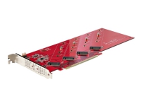 StarTech.com Quad M.2 PCIe Adapter Card, x16 Quad NVMe or AHCI M.2 SSD to PCI Express 4.0, Up to 7.8GBps/Drive, For 2242/2260/2280/22110mm PCIe M-Key M2 SSDs, Bifurcation Required - PC/Linux Compatible (QUAD-M2-PCIE-CARD-B) - Grensesnittsadapter - M.2 - Expansion Slot til 4 x M.2 - M.2 Card - lav profil - RAID RAID 0, 1, JBOD - PCIe 4.0 x16/x8 - rød