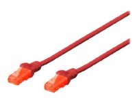 DIGITUS Professional - Patch-kabel - RJ-45 (hane) till RJ-45 (hane) - 3 m - UTP - CAT 6e - IEEE 802.3 - halogenfri, formpressad, hakfri - röd
