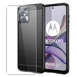 Carbon Case for Motorola Moto G13 / G23 / G53 Phone Cover and Glass