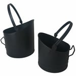Coal Bucket Set Of 2 Black Scuttle Nested Fireside Fireplace By Home Discount