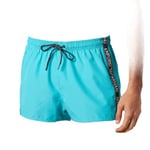 Emporio Armani Swimwear Men's Emporio Armani Denim Tape Shorts Swim Trunks, Turquoise, 48