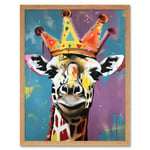 Giraffe Wearing a Crown King Queen Modern Pop Art Art Print Framed Poster Wall Decor 12x16 inch