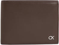 Calvin Klein Men Wallet Metal Ck Trifold with RFID, Brown (Dark Brown Slg), One Size