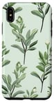 iPhone XS Max Leaves Botanical Flower Plant Line Art Sage Green Case