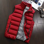 Wodechenshan Men'S Padded Gilet,Stand Collar Down Vest Couple Solid Color Red Thickening Slim Fit Vest,Men Winter Warm Sleeveless Jacket Large Size Waistcoat,M