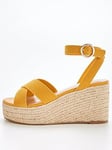 V By Very Wide Fit Cross Strap Mid Wedge Sandal - Yellow