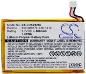 Batteri 533-000070 för Logitech, 3.7V, 500 mAh