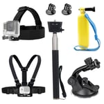 TEKCAM Head Mount Chest Strap Harness Floating Hand Grip Selfie Stick Suction Cup Windshield Mount Accessories Compatible with Gopro Hero 10 9 8 7/APEXCAM/Dragon Touch/AKASO/Vemont Action Camera