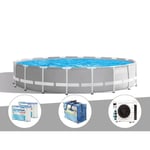 Kit piscine tubulaire Intex Prism Frame ronde 5,49 x 1,22 m + Bâche à bulles + 6 cartouches de filtration + Pompe à chaleur