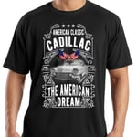 Bil T-shirt Cadillac svart vintage stil L