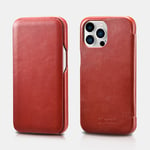 iPhone 13 Pro - ICARER Vintage ægte læder cover - Rød
