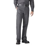Dickies Men's Straight Work Slim Trousers, Black - Charcoal - 34W / 30L