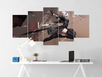 TOPRUN Picture print on canvas 5 pieces wall art for living room Modern home Art print Images 5 panel wall decor 150x80cm Solidframe Easily to hang Anime Game Nier Automata Poster Katana