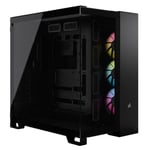 CORSAIR iCUE LINK 6500X RGB Mid-Tower Dual Chamber PC Case - Black Two Tempered Glass Panels – 3x RX120 Fans Included CC-9011269-WW