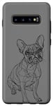 Coque pour Galaxy S10+ Boston Terrier Dog Line Art Minimaliste Mom Dad